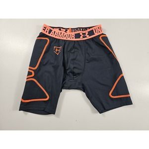 Under armour boy's compression shorts Medium black orange EUC ^